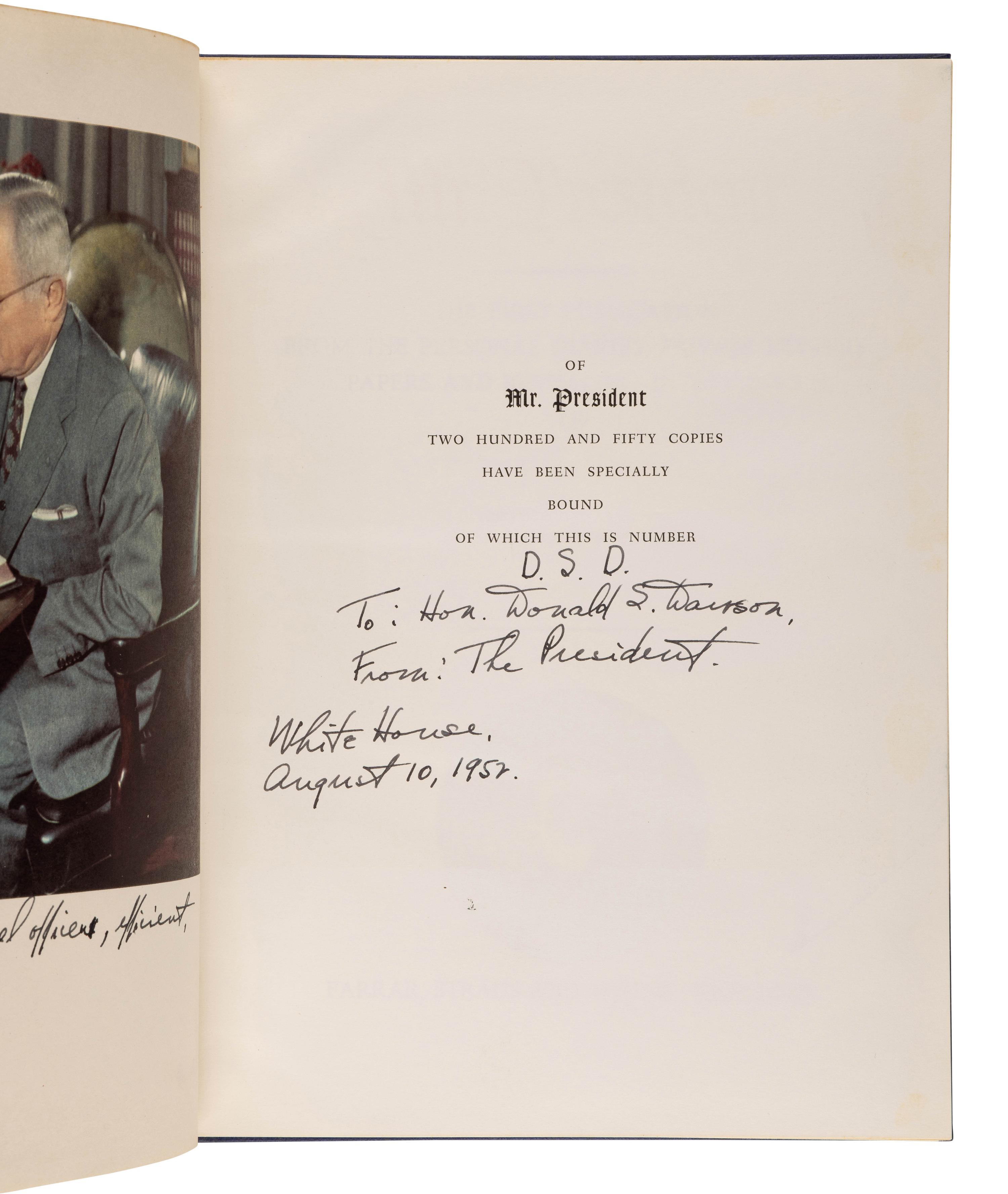 TRUMAN, Harry S. (1884-1972). HILLMAN, William. Mr. President . New York: Farrar, Straus and Young, [1952].