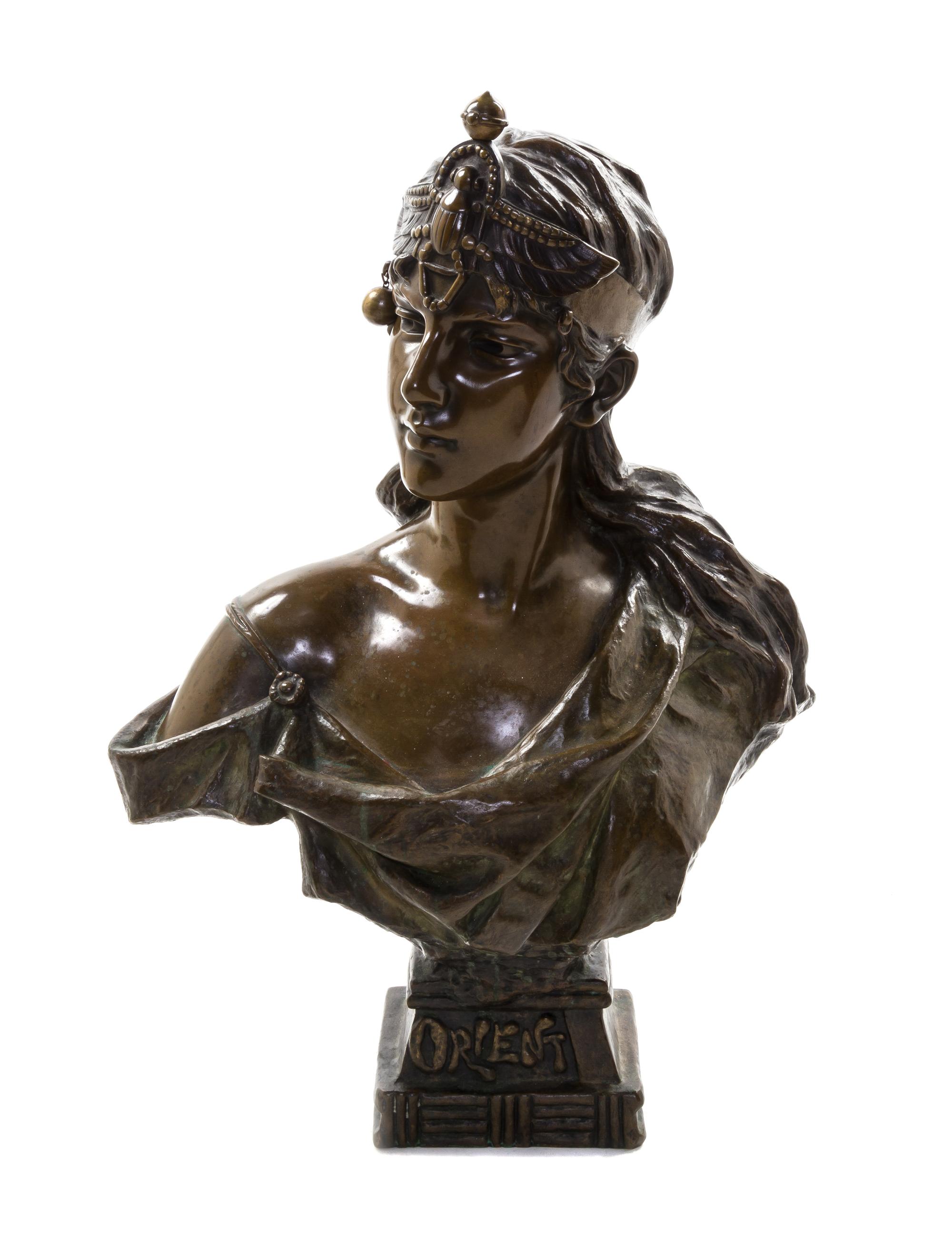 A French Bronze Bust, EMMANUEL VILLANIS (1858-1914), Height 20 inches. — AFTER EMMANUEL VILLANIS (1858-1914),
