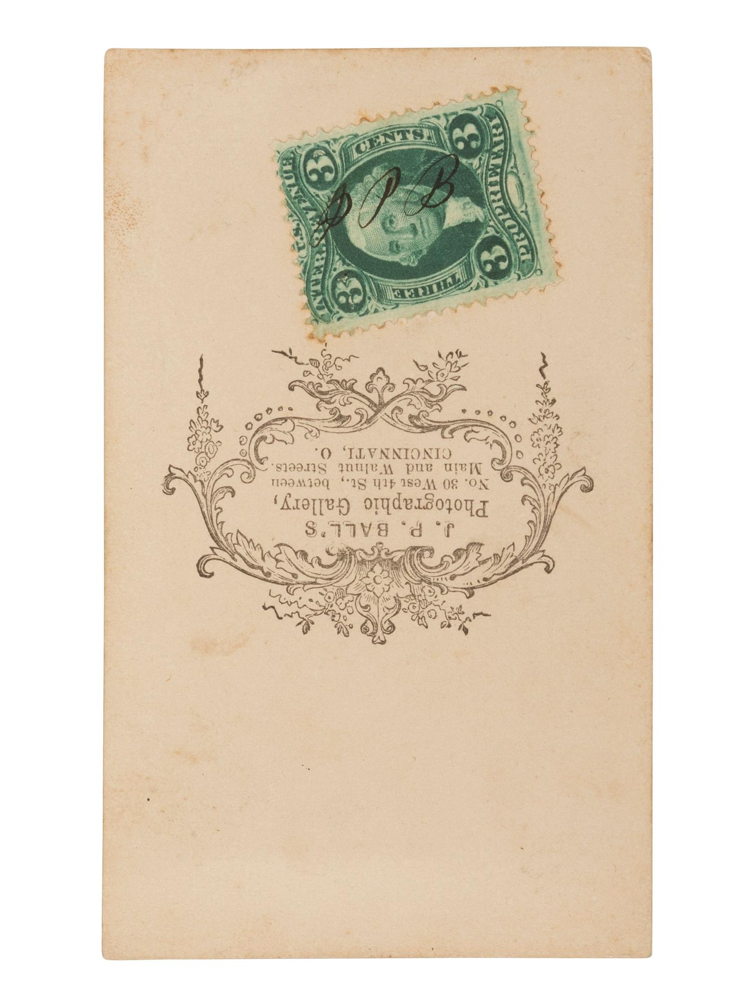 [AFRICAN AMERICANA - EARLY PHOTOGRAPHY]. BALL, James Presley (1825-1904), photographer. CDV of a Civil War soldier. Cincinnati, OH, ca 1864-1865.