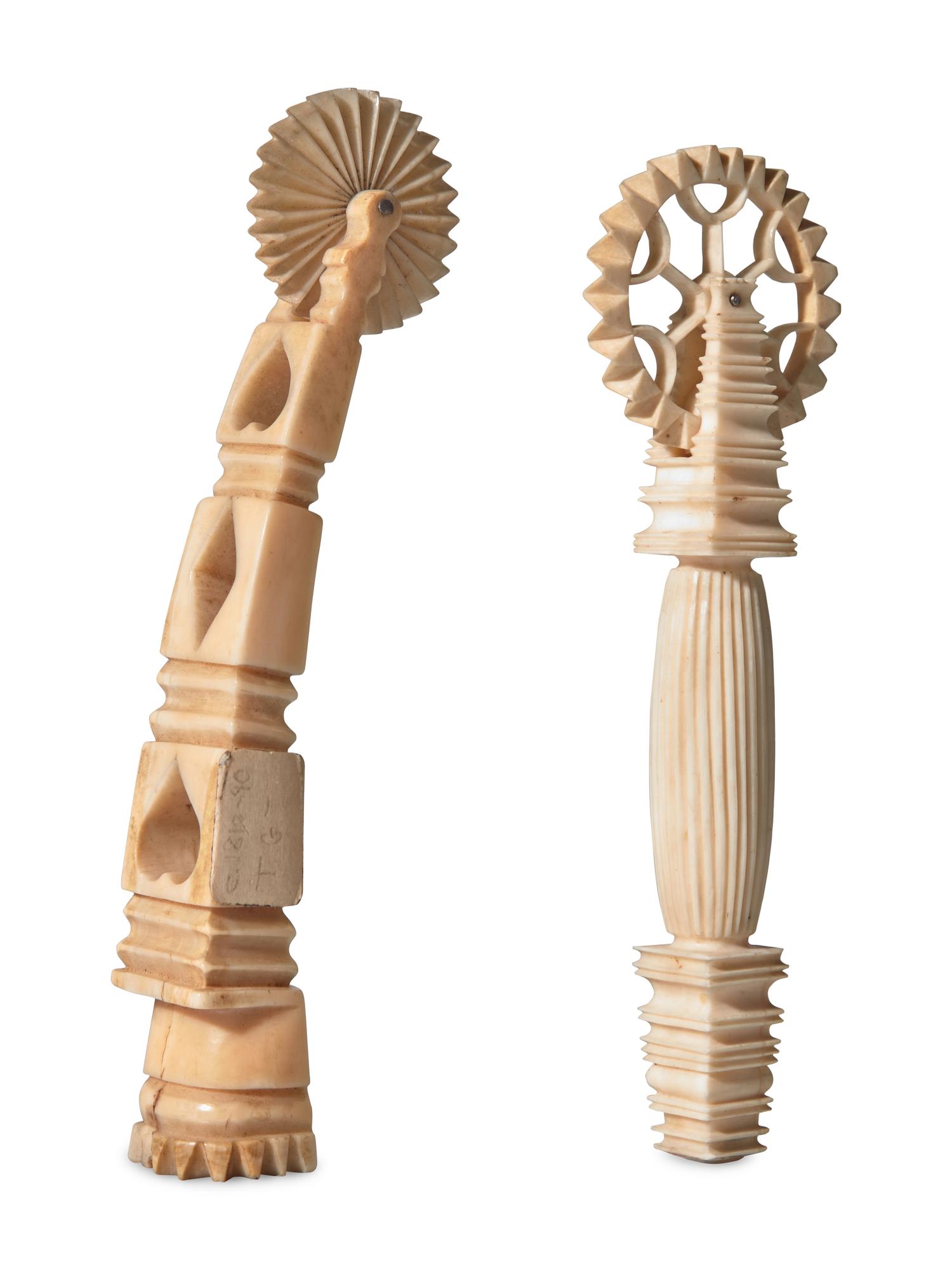 Two Scrimshaw Pie Crimpers, 19th Century