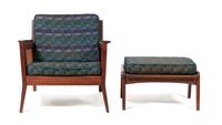 A Mid-century Armchair with Associated Ottoman Height 29 inches. — J.M. BIRKING & CO.