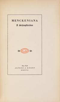 [Literature] Mencken, H.L. Menckeniana A Schimpflexikon