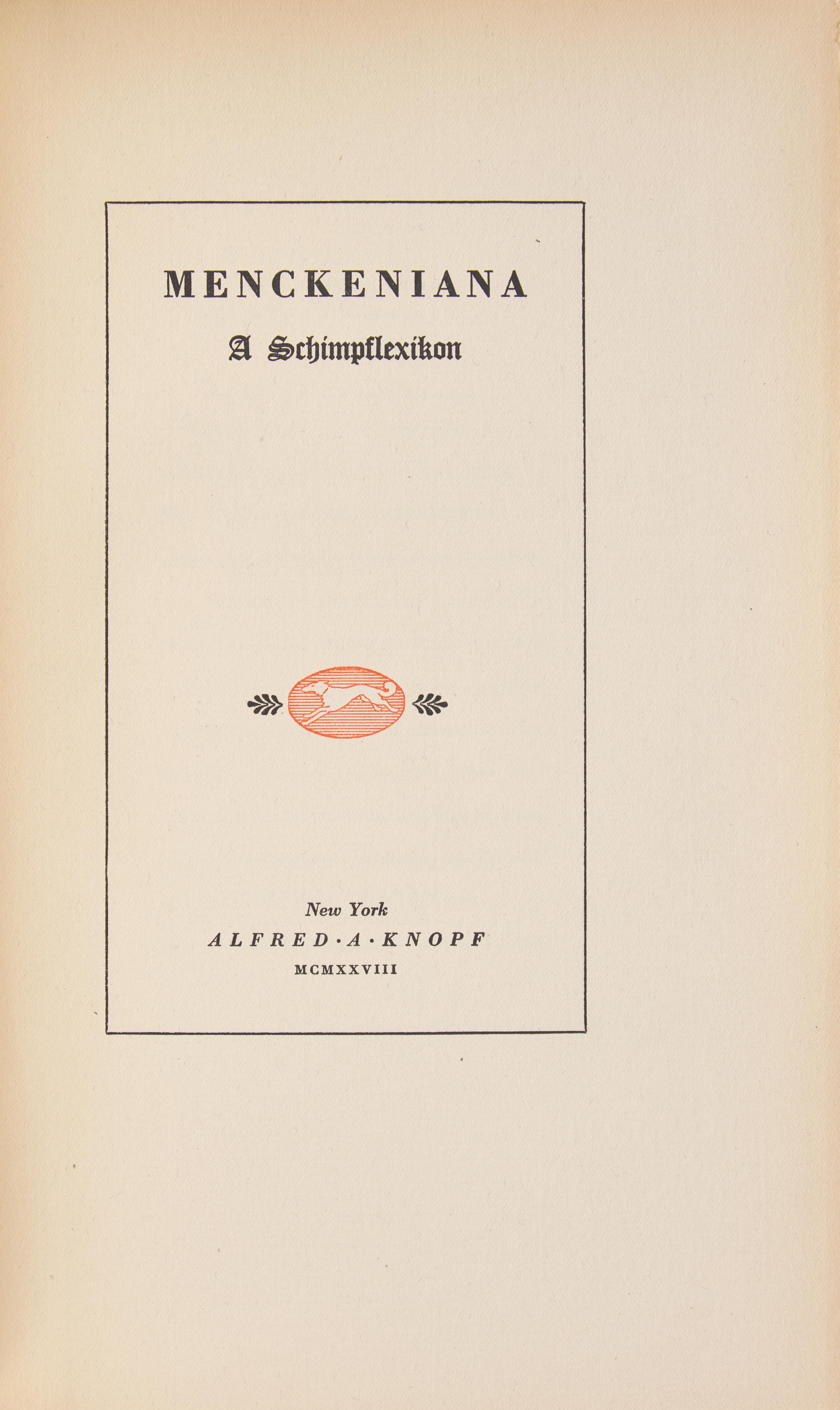 [Literature] Mencken, H.L. Menckeniana A Schimpflexikon