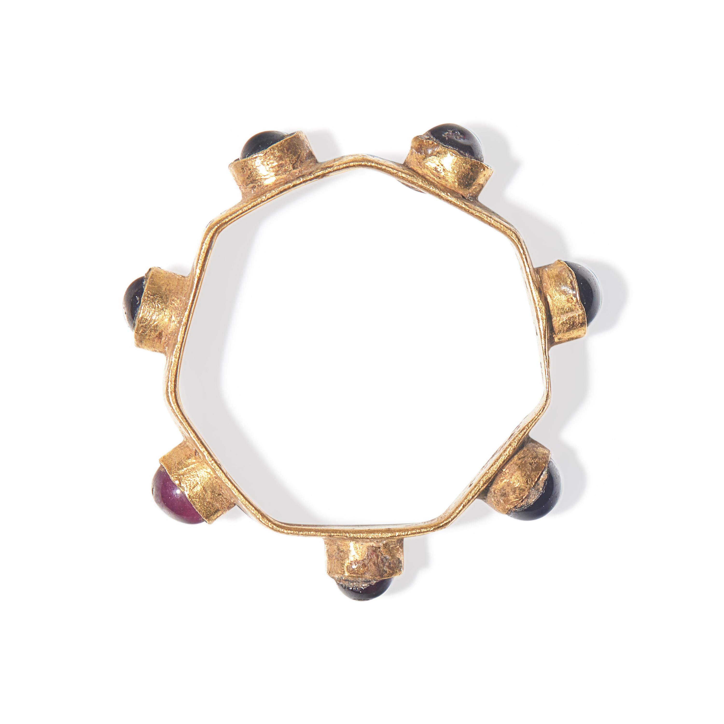 A Roman Gold and Garnet Finger Ring