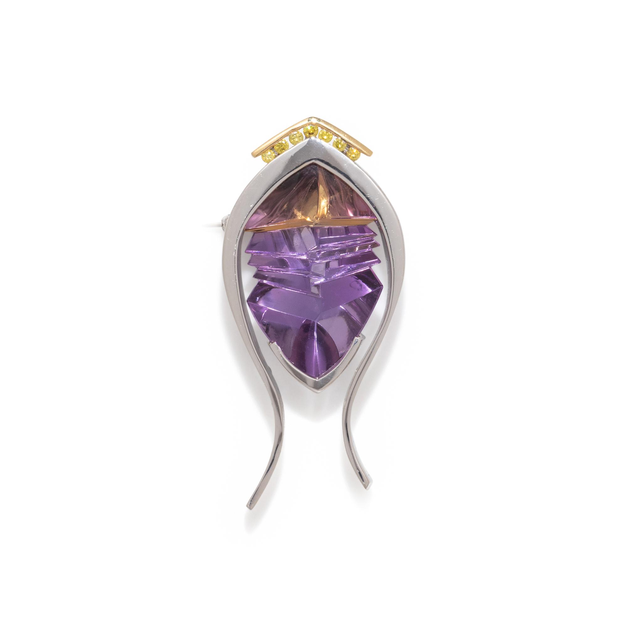BERND MUNSTEINER & STEPHAN HOGLUND, BICOLOR GOLD, AMETRINE, AND YELLOW DIAMOND BROOCH
