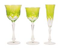 A Varga Cut-to-Clear Green Glass Stemware Service