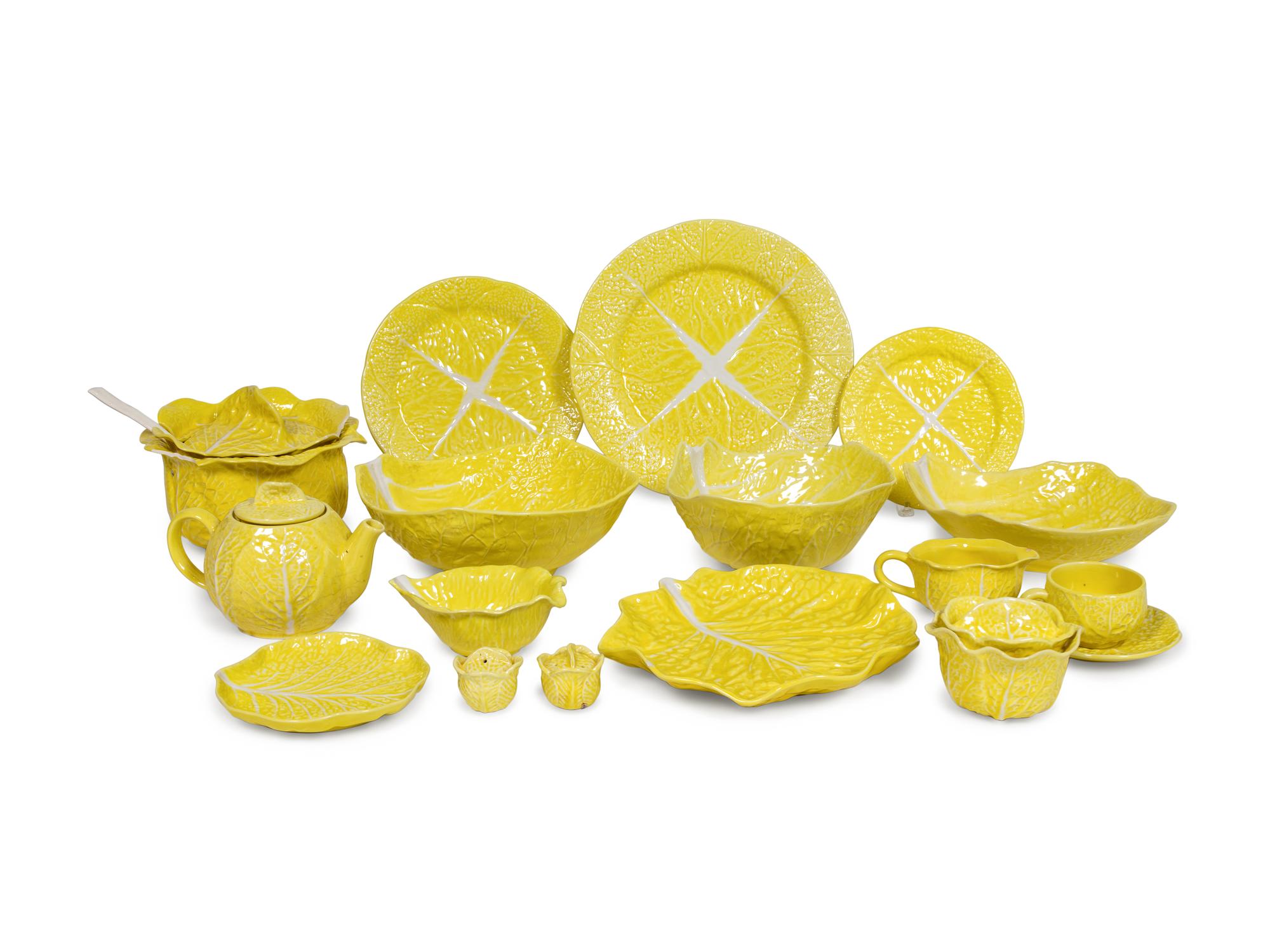 A Yellow "Lettuce Ware" Dinner Service