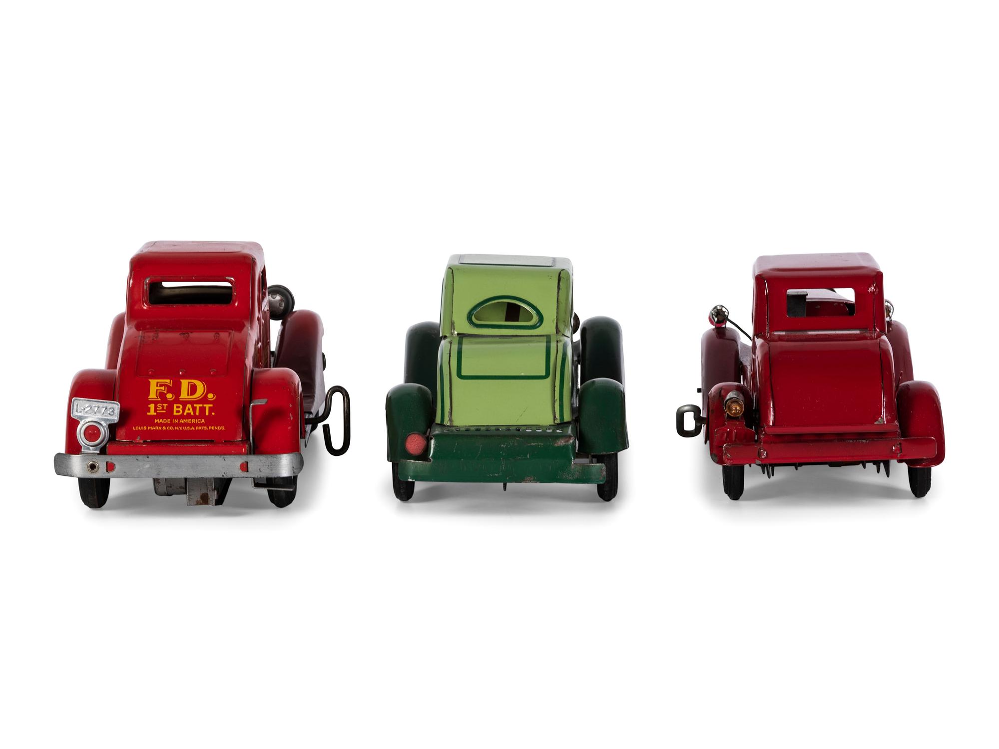 Three Pressed Steel Automobile Toys