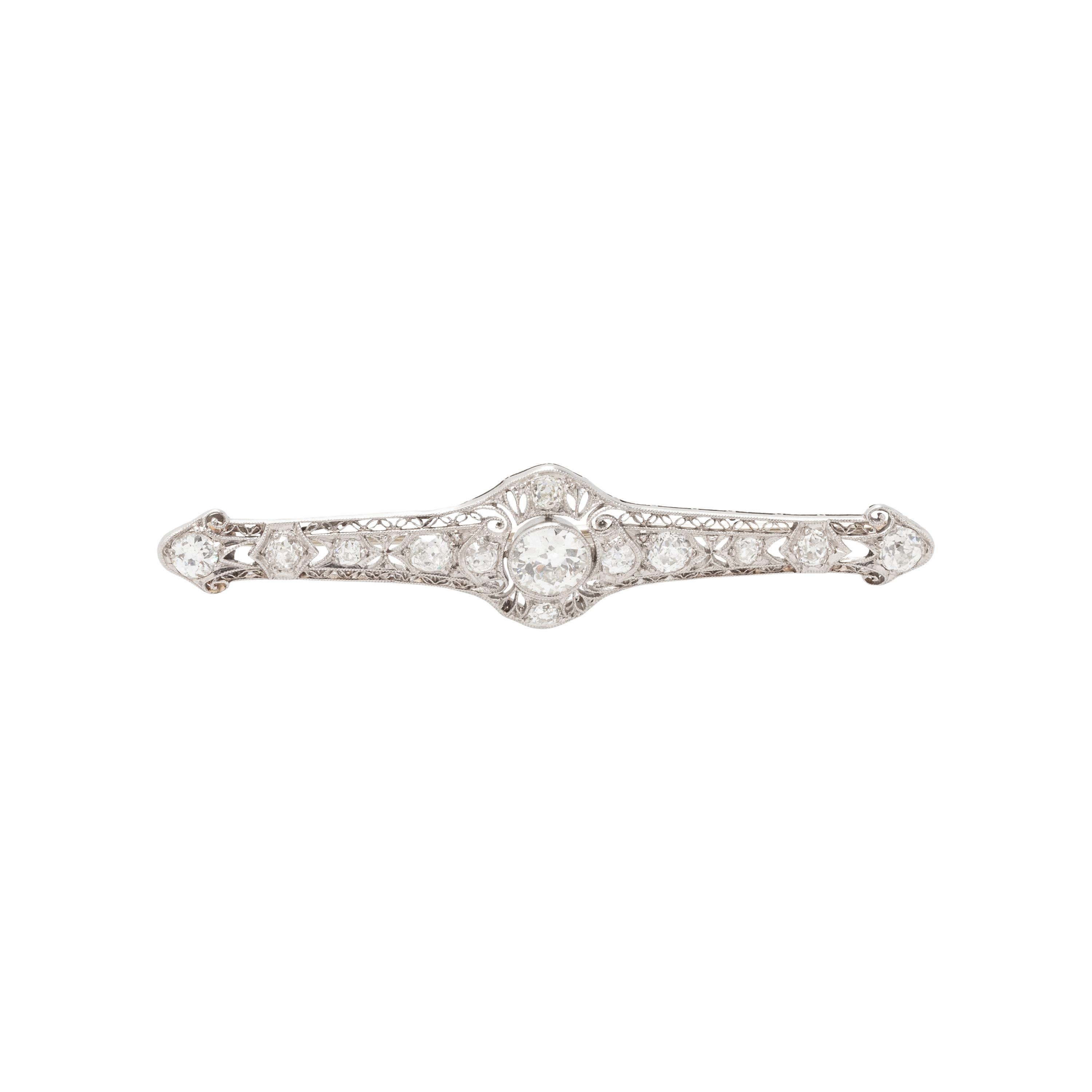 DIAMOND AND PLATINUM BAR BROOCH