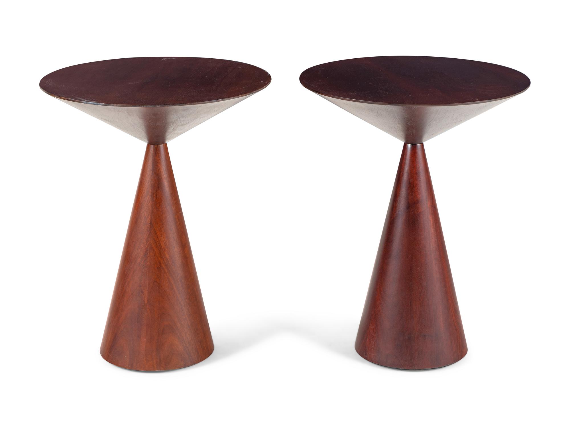 A Pair of Contemporary Walnut Side Tables