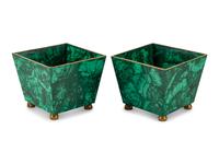 A Pair of Malachite Cache Pots