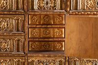 A Spanish Gilt and Polychrome Decorated Walnut Vargueño