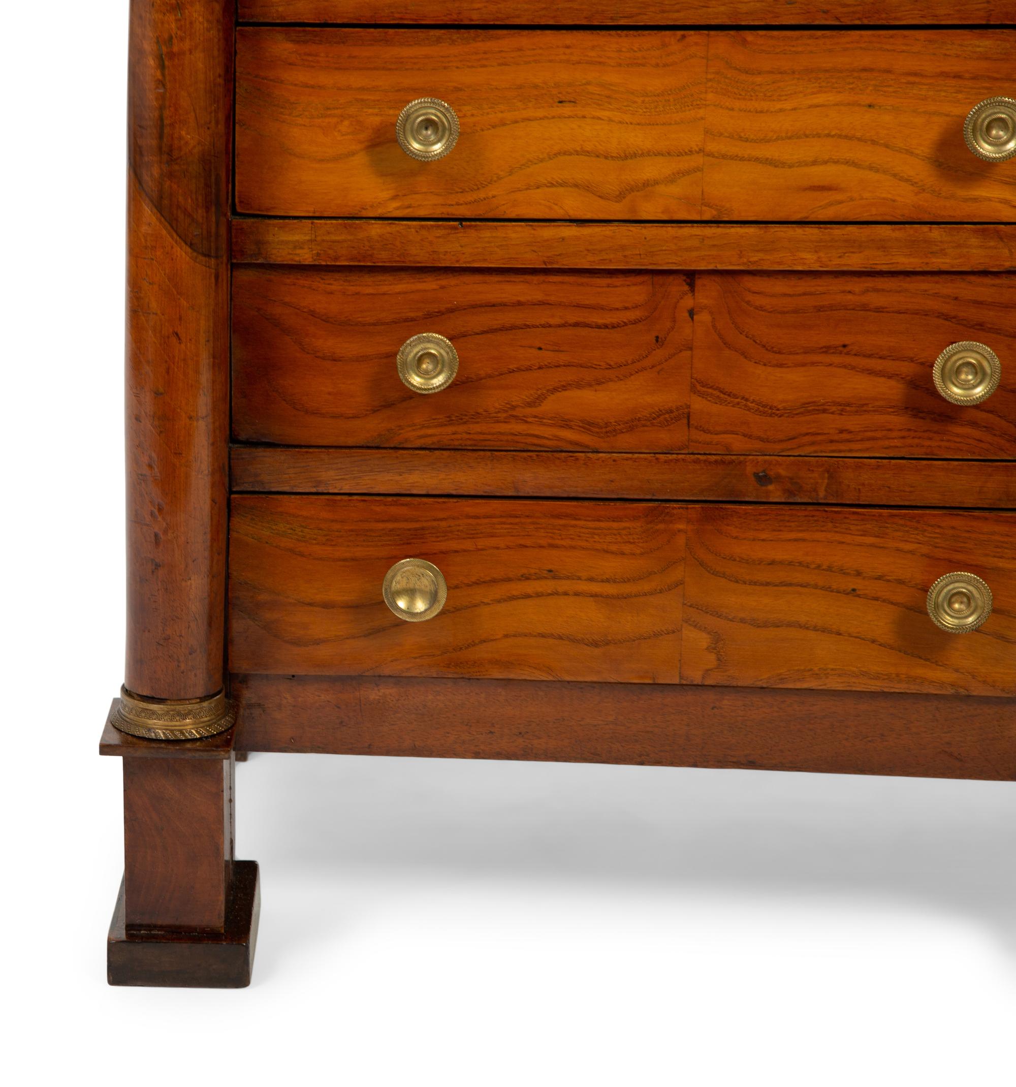 An Empire Gilt Bronze Mounted Walnut Diminutive Six-Drawer Chest — EARLY 19TH CENTURY