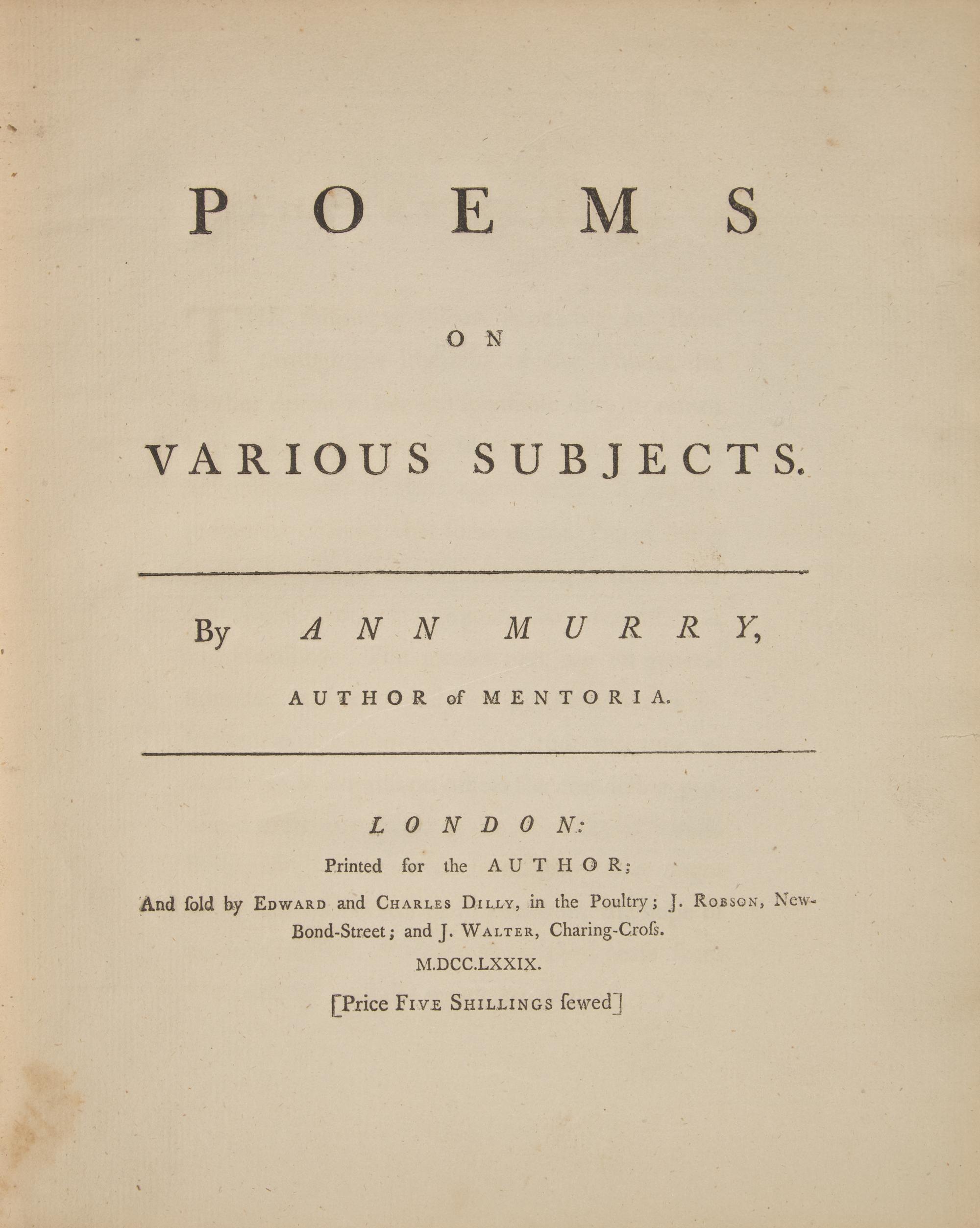 [Fine Bindings] [Edwards of Halifax] Murry, Ann. Poems on Various Subjects
