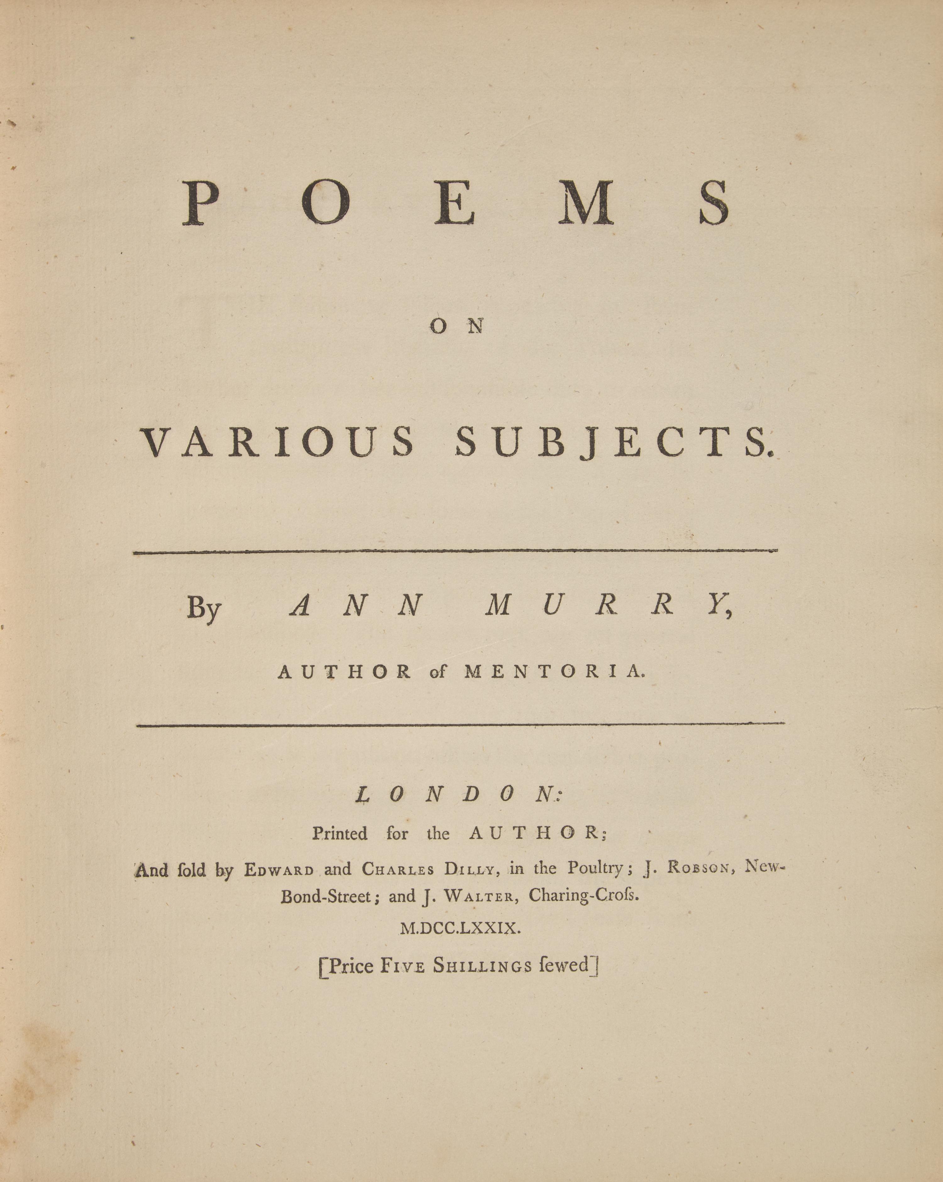 [Fine Bindings] [Edwards of Halifax] Murry, Ann. Poems on Various Subjects