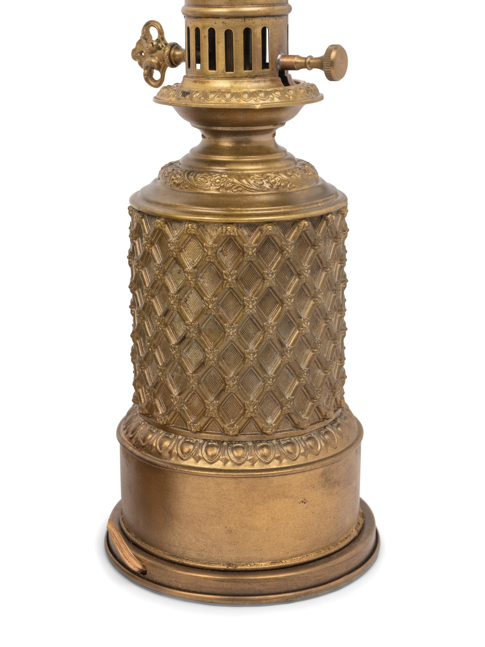 Two Pairs of French Gilt Metal Fluid Lamps Converted to Electricity