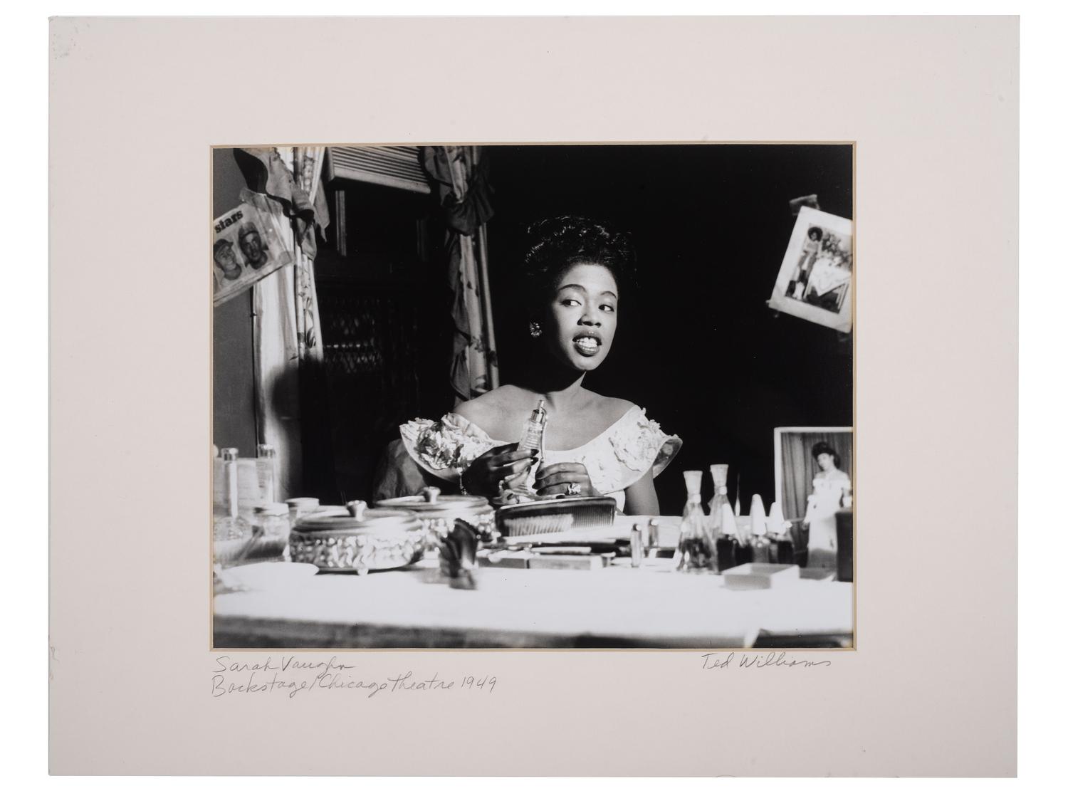 [EARLY PHOTOGRAPHY] -- [MUSIC]. WILLIAMS, Ted (1925-2009), photographer. Sarah Vaughn, Backstage / Chicago theater 1949 (printed later).