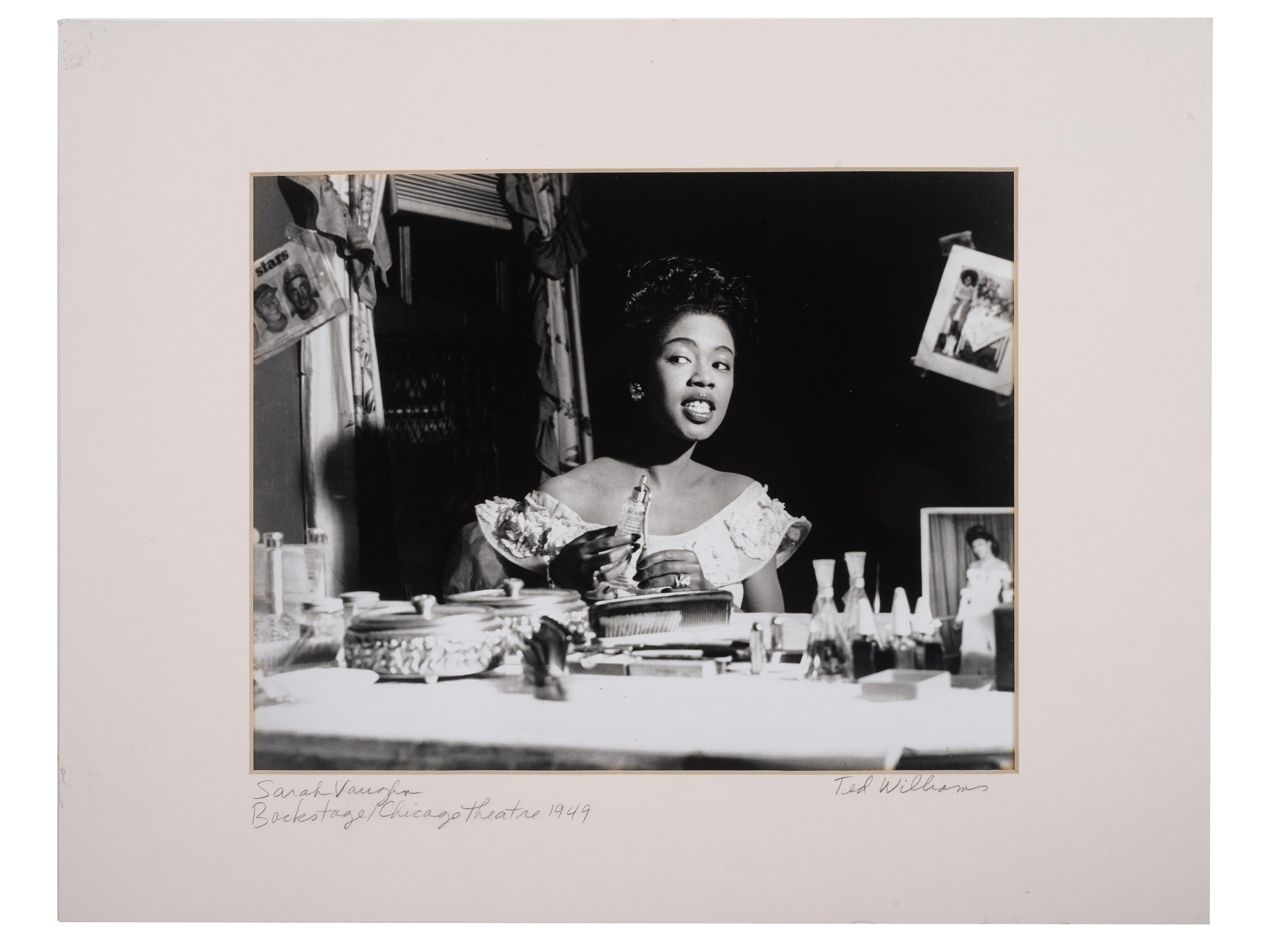 [EARLY PHOTOGRAPHY] -- [MUSIC]. WILLIAMS, Ted (1925-2009), photographer. Sarah Vaughn, Backstage / Chicago theater 1949 (printed later).