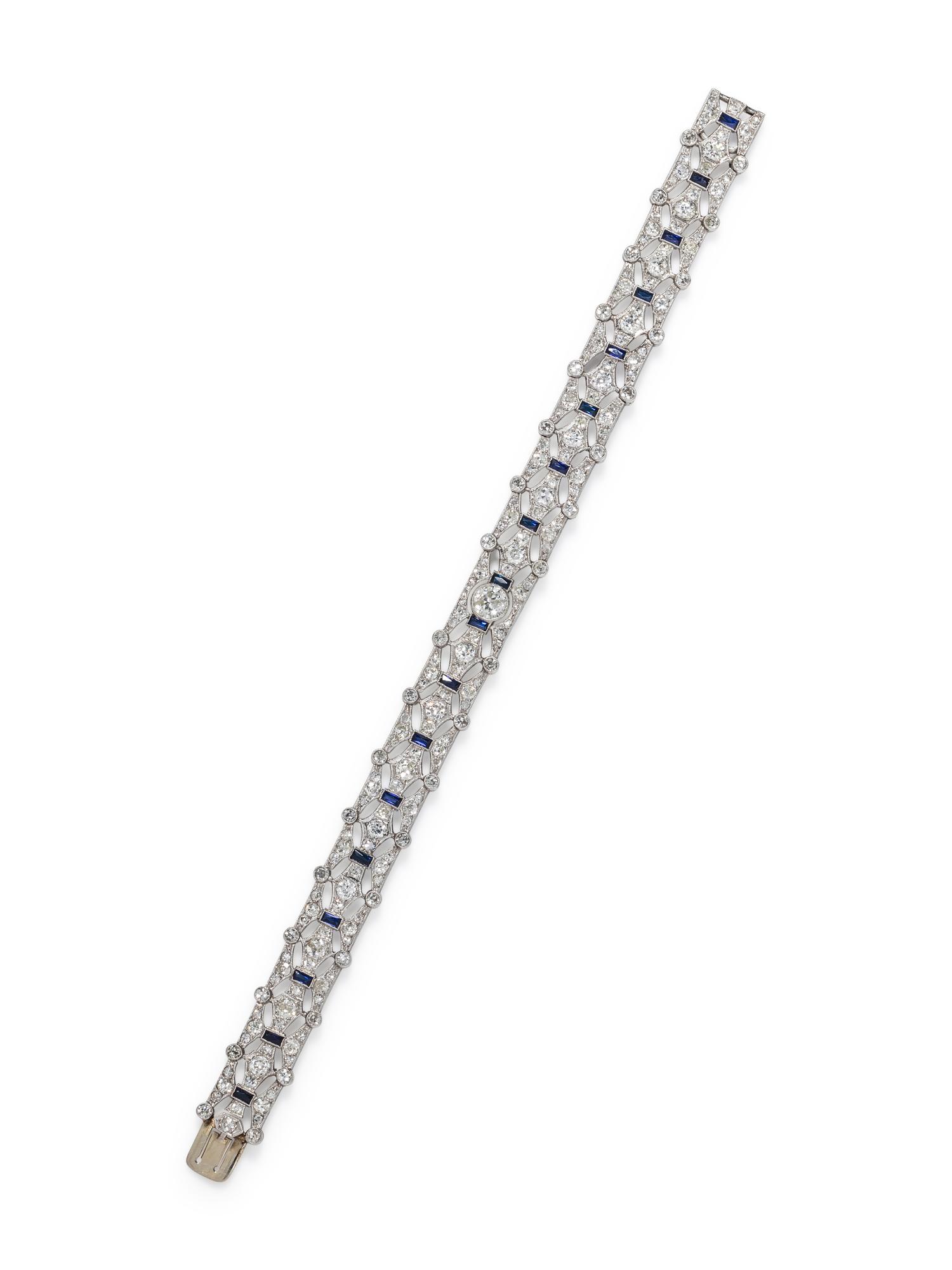 ART DECO, DIAMOND AND SYNTHETIC SAPPHIRE BRACELET
