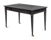 An Italian Brass Inlaid Ebonized Writing Table