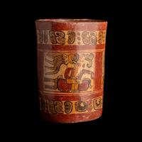 A Maya Polychrome Cylinder Vessel