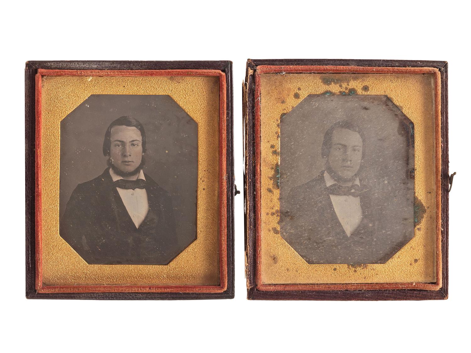 [EARLY PHOTOGRAPHY]. A collection of pairs cased images featuring the same male subjects highlighted by a stereodaguerreotype, including: