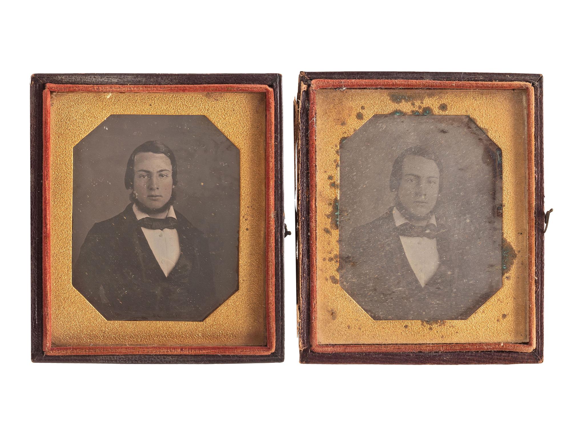 [EARLY PHOTOGRAPHY]. A collection of pairs cased images featuring the same male subjects highlighted by a stereodaguerreotype, including: