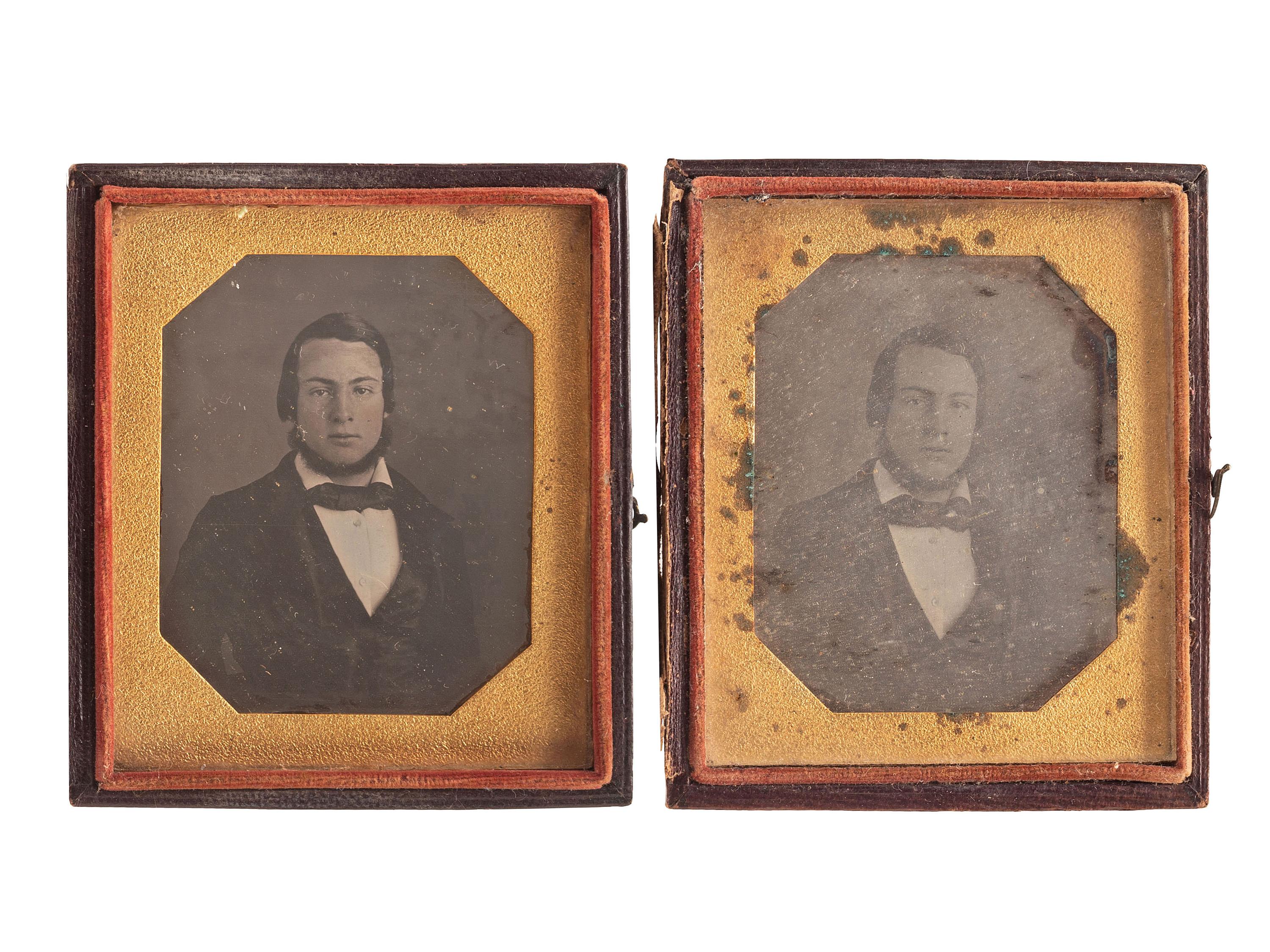 [EARLY PHOTOGRAPHY]. A collection of pairs cased images featuring the same male subjects highlighted by a stereodaguerreotype, including: