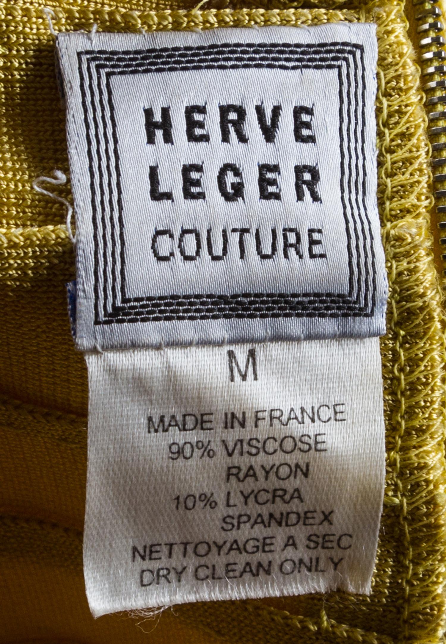 An Herve Leger Goldenrod Pant Ensemble, Size M.