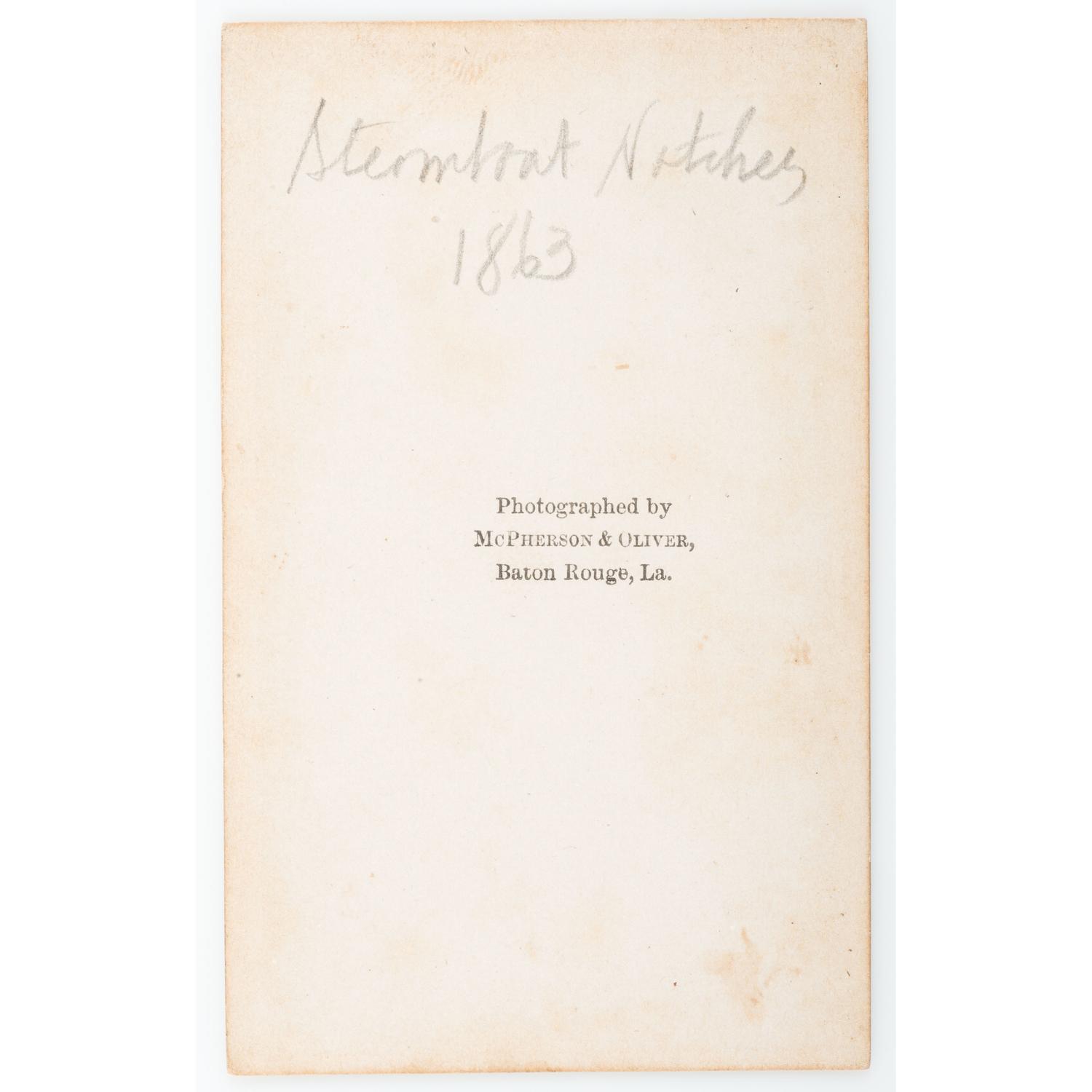 McPherson & Oliver, Civil War CDV of Steamboat Natchez , Baton Rouge, Louisiana