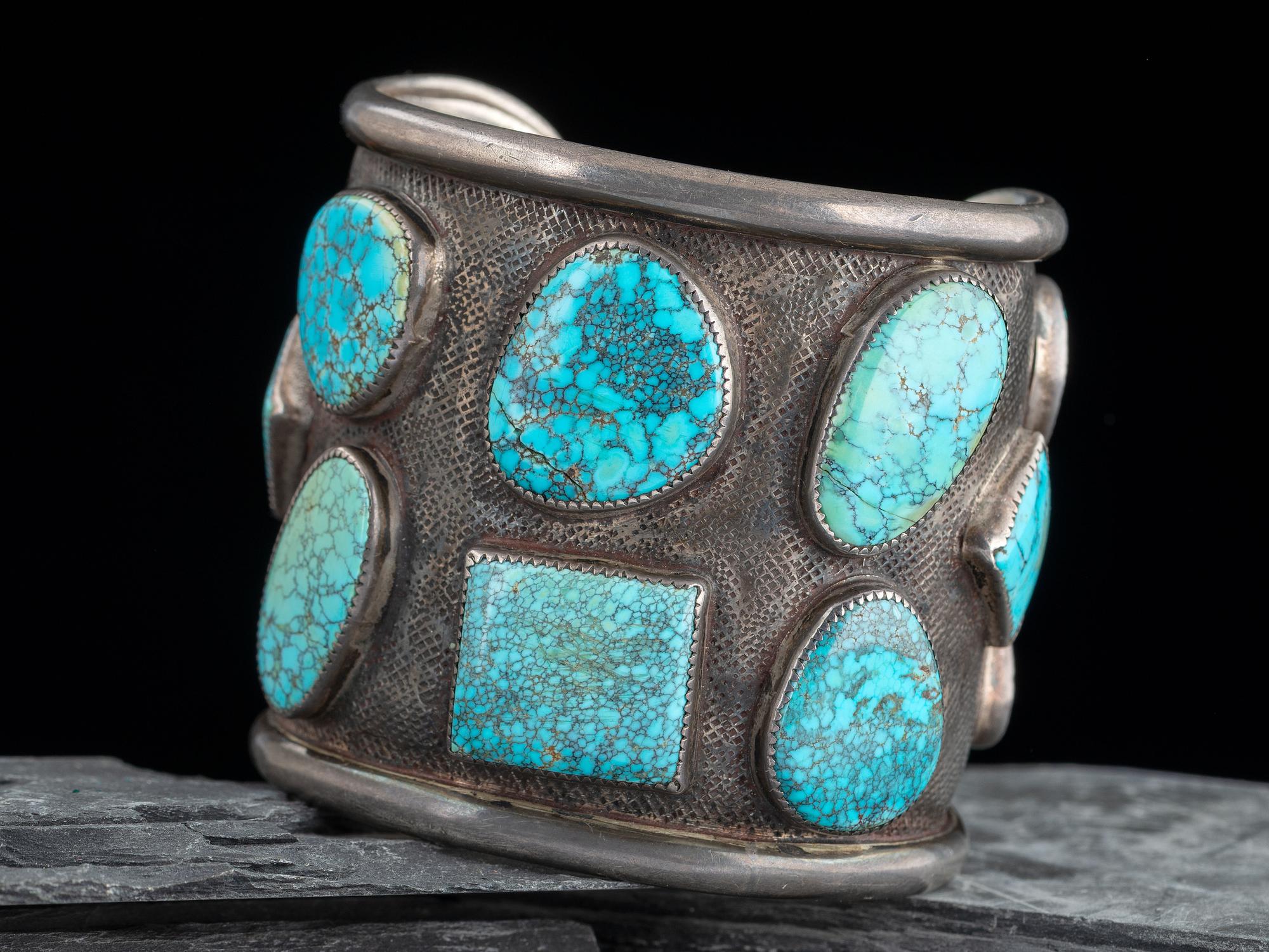 Southwestern-style Sterling Silver and Lone Mountain Turquoise Cuff Bracelet