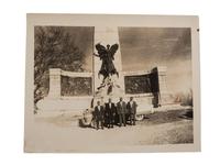 [CIVIL RIGHTS]. CRUMP, Johnnie R. (1905-1975), photographer. Photograph of African American men posed in front of Civil War monument. Vicksburg, MS: ca 1950s.