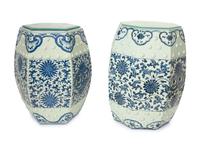 A Near Pair of Chinese Export Porcelain Octagonal Garden Seats