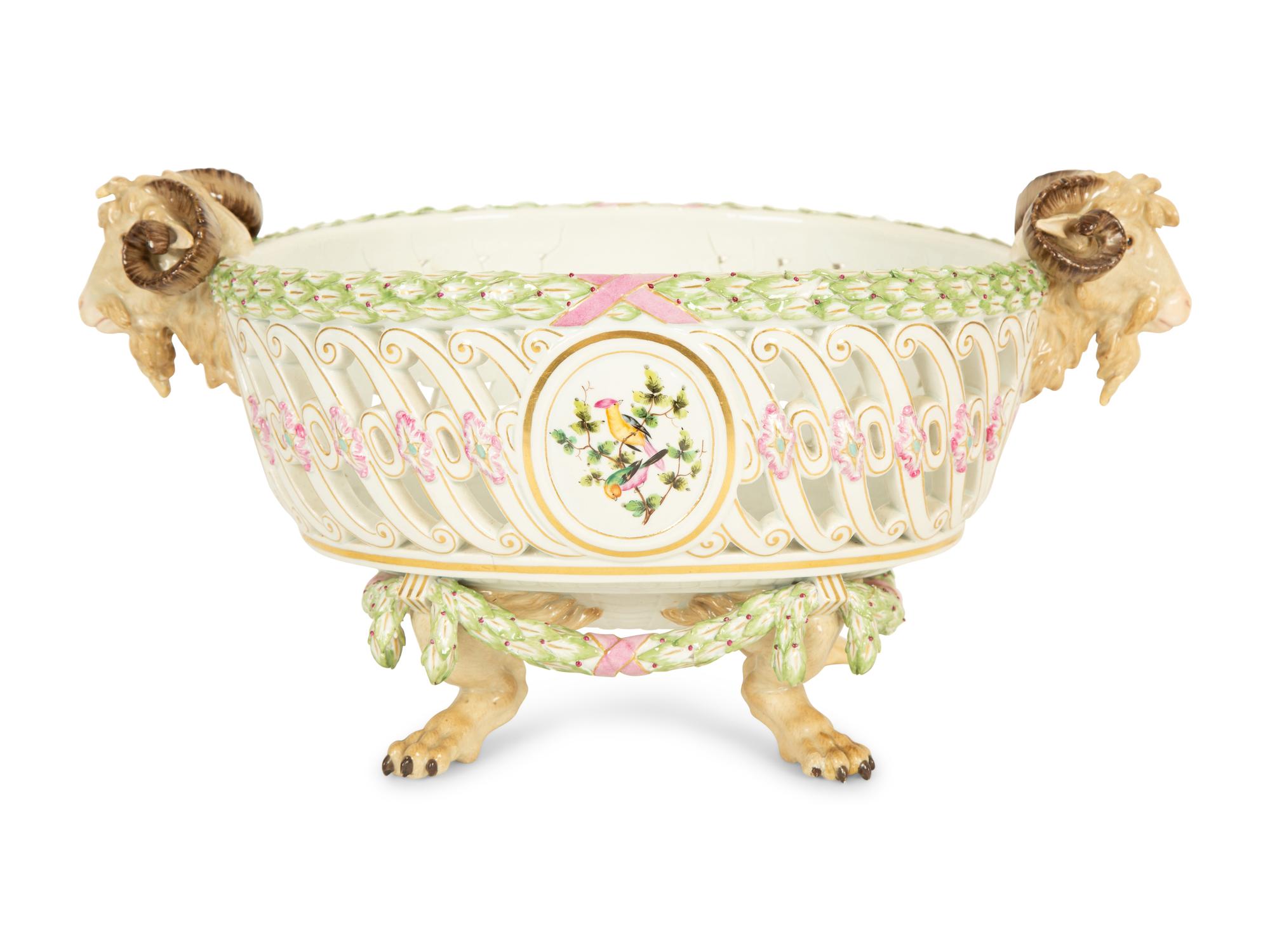 A Meissen Porcelain Footed Center Basket — 19th Century