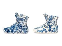 A Pair of Miniature Spongeware Boots
