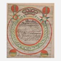 Valentin Leopoldt (active 1783-1802) A Fraktur birth and baptism record for Anna Marie Fochter, Lancaster County, PA, dated "1801"
