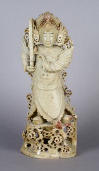 A Chinese Carved Soap Stone Figure, Height 12 3/4 inches.