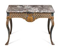 A Louis XV Style Blue-Painted Console