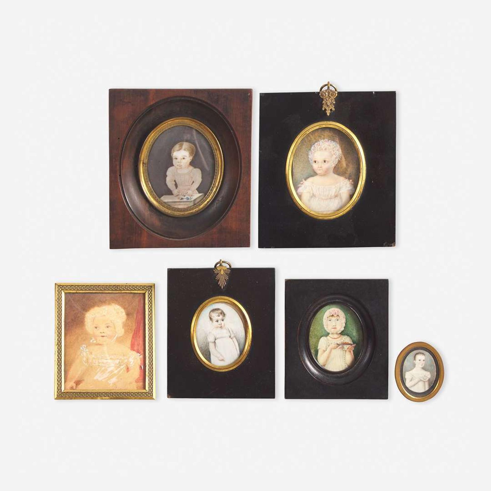 English and American School 19th century Group of Six Portrait Miniatures, early 19th century
