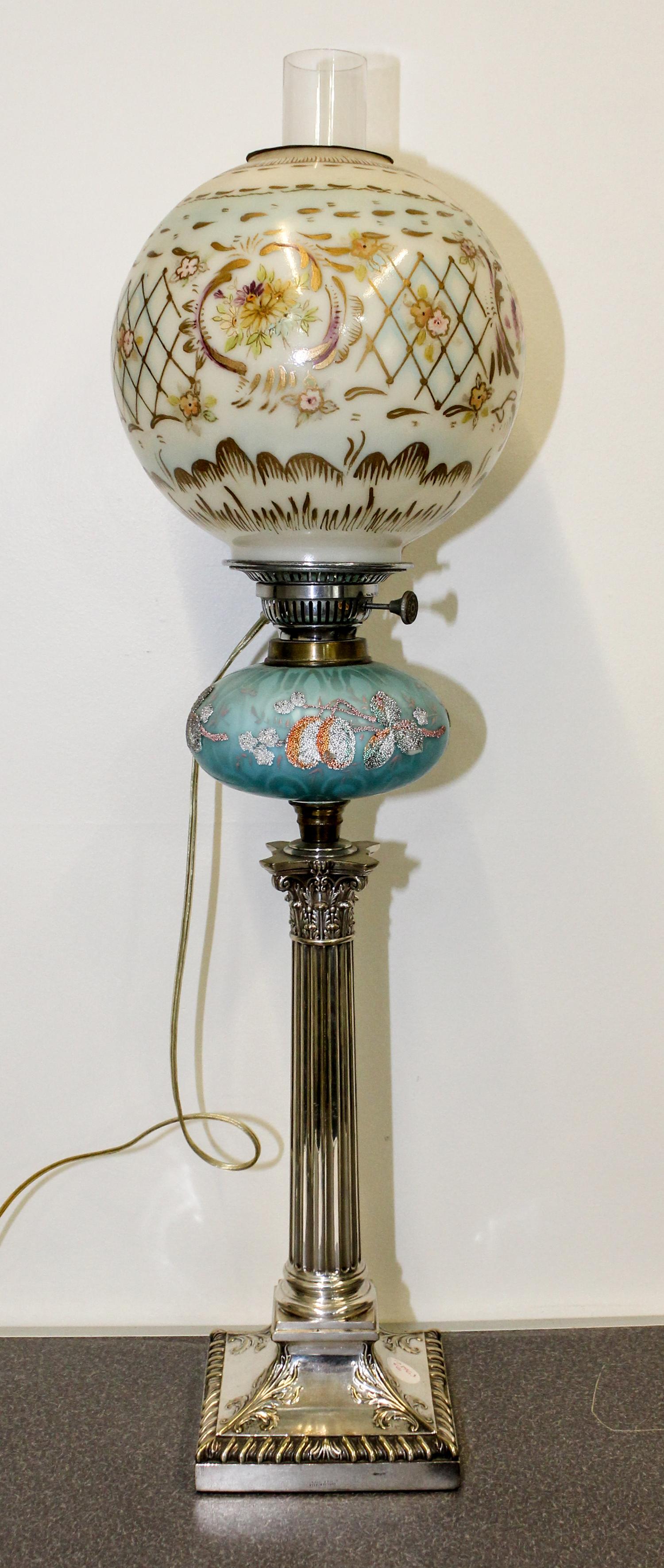 A Silver-Plate Banquet Lamp Height 33 1/4 inches (overall). — 19TH CENTURY