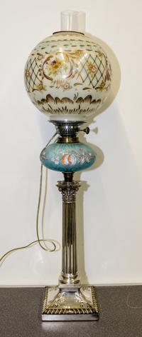 A Silver-Plate Banquet Lamp Height 33 1/4 inches (overall). — 19TH CENTURY