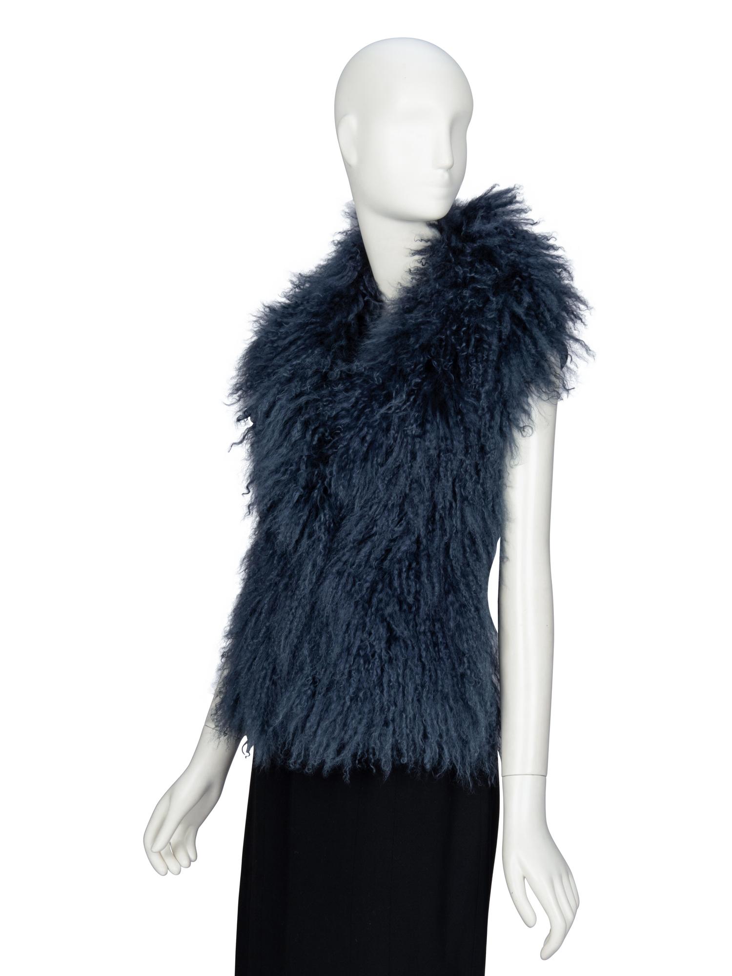 GUCCI, BLUE MONGOLIAN LAMB VEST