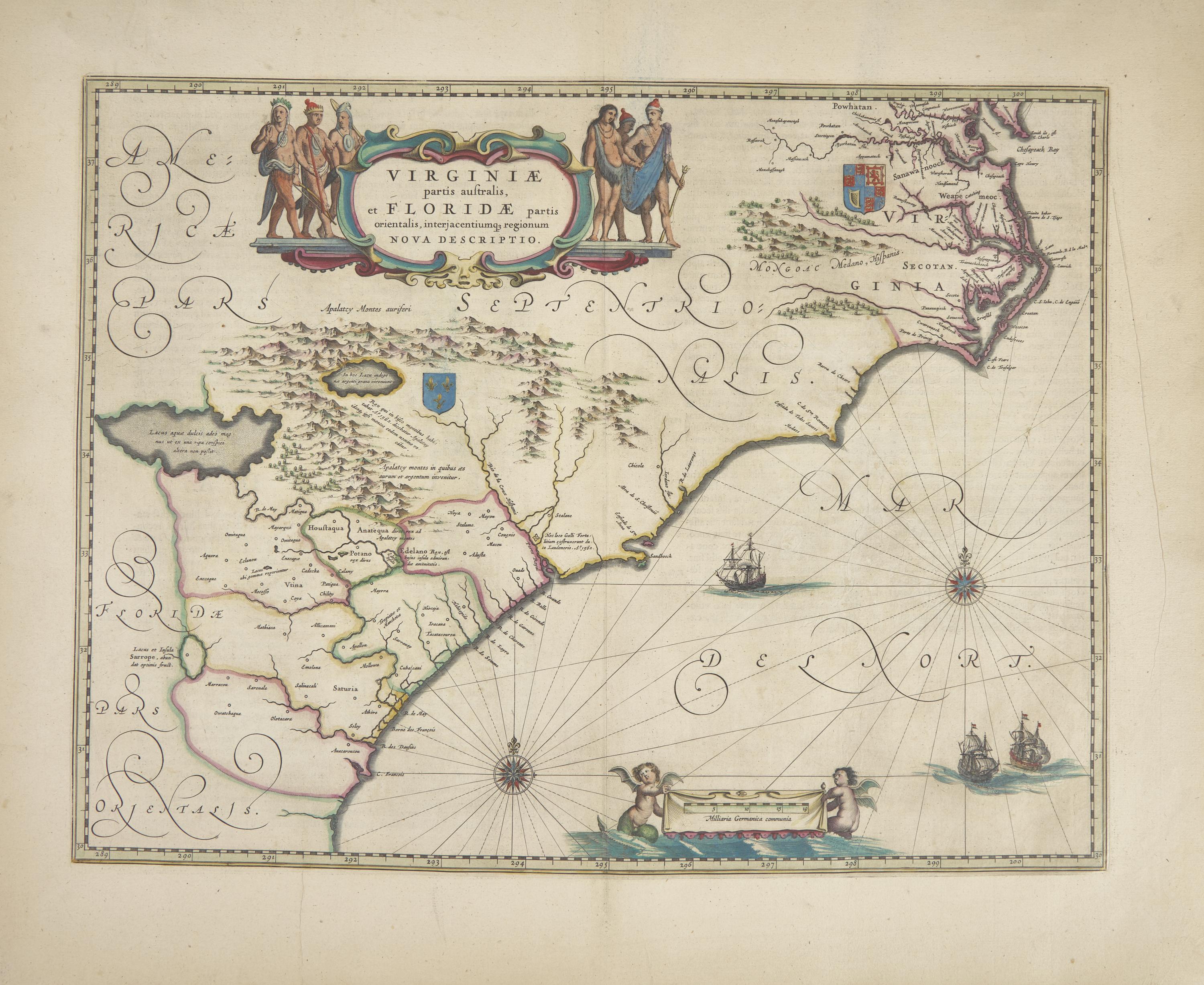 [Maps & Atlases] (Blaeu, Willem). Virginiae partis australis et Floridae partis orientalis, interjacentiumq regionum nova descriptio