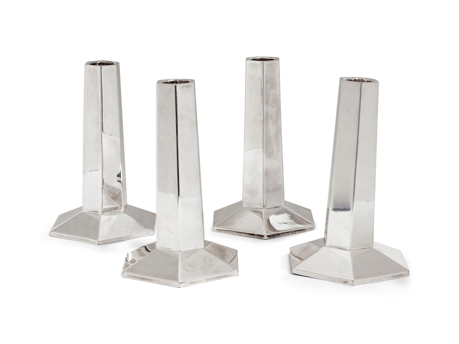A Set of Four American Silver Candlesticks — Tiffany & Co., 20th Century