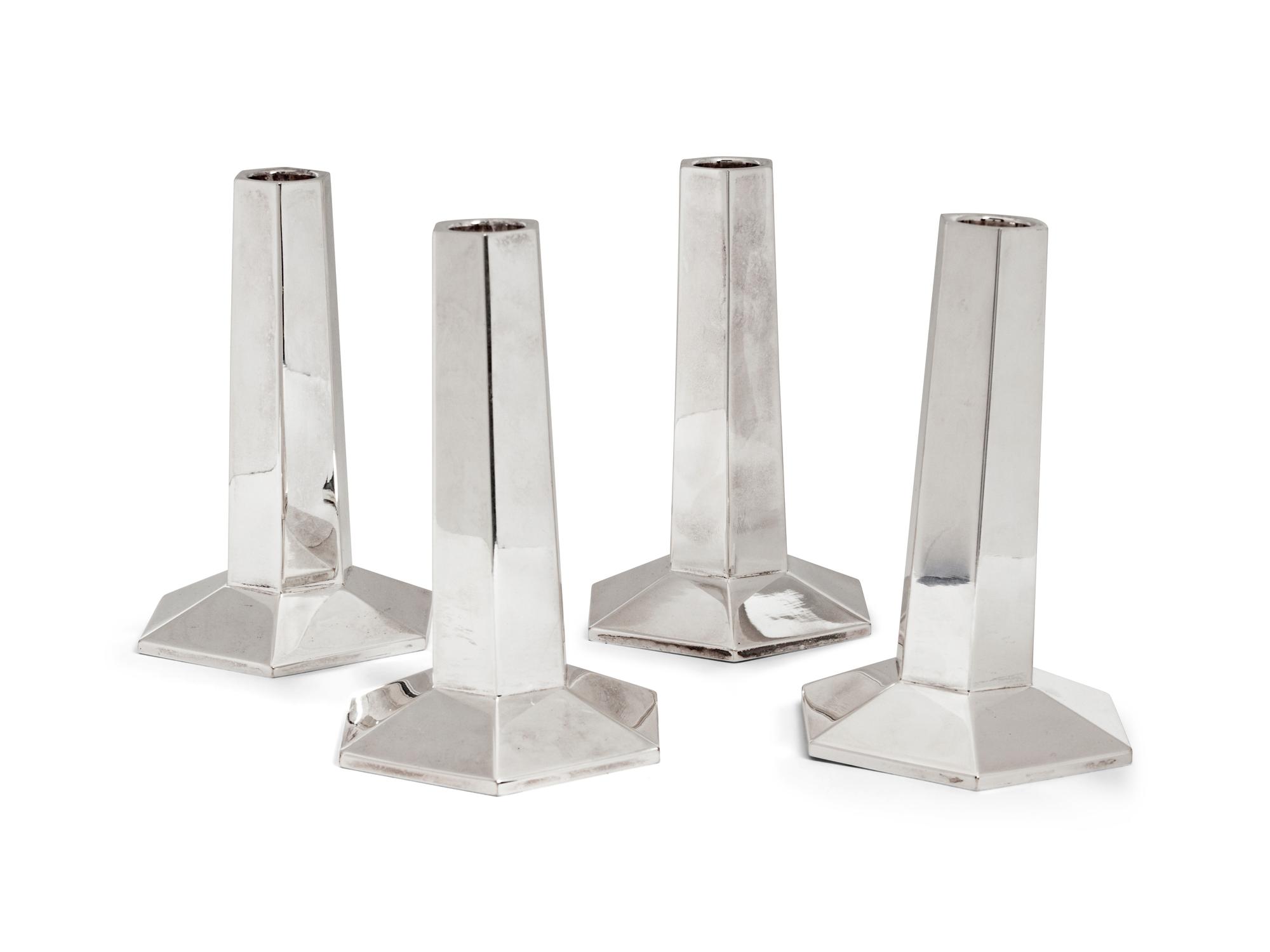 A Set of Four American Silver Candlesticks — Tiffany & Co., 20th Century