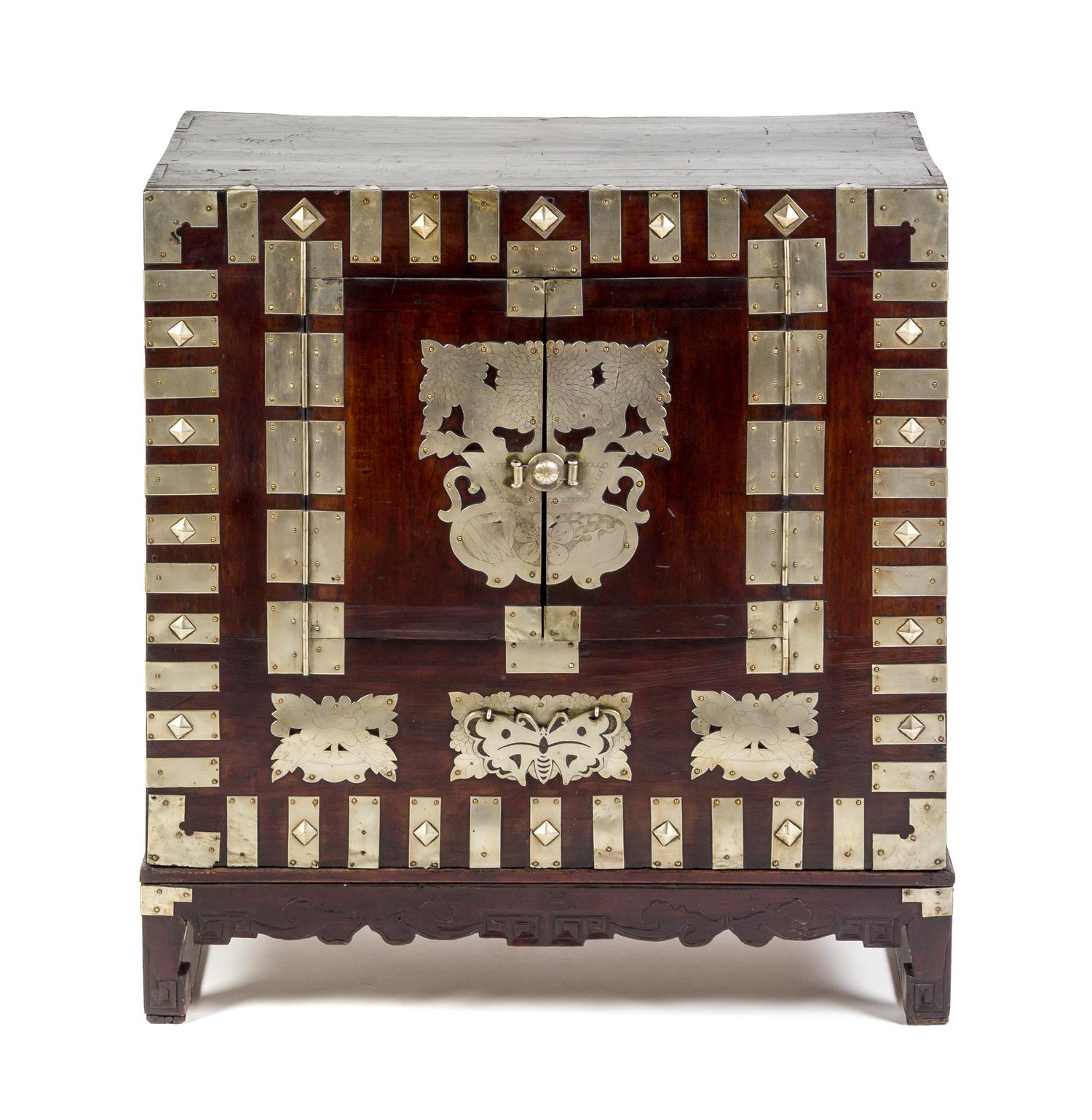 A Korean Hardwood Chest Height 34 x width 31 1/2 x depth 17 inches.