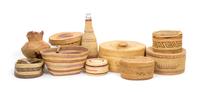 A Group of Makah/ Nuu-Chah-Nulth Baskets Height of largest 4 1/2 x diameter 8 1/2 inches.