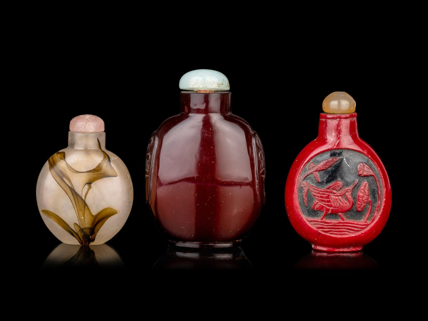 Three Chinese Glass Snuff Bottles