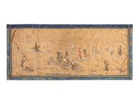 A Chinese Yellow Ground Embroidered Silk Panel