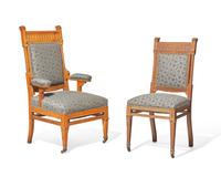 A set of ten Aesthetic Movement carved oak dining chairs, attributed to Herter Brothers (1865-1905), New York, NY, circa 1880